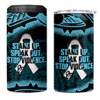 White Ribbon Day New Zealand 4 in 1 Can Cooler Tumbler Respect Women Maori Pattern Blue