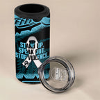 White Ribbon Day New Zealand 4 in 1 Can Cooler Tumbler Respect Women Maori Pattern Blue