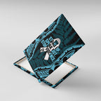 White Ribbon Day New Zealand Canvas Wall Art Respect Women Maori Pattern Blue