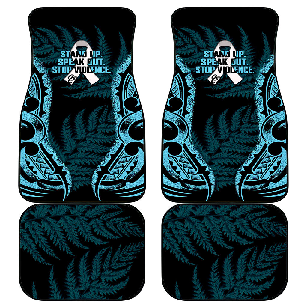 White Ribbon Day New Zealand Car Mats Respect Women Maori Pattern Blue