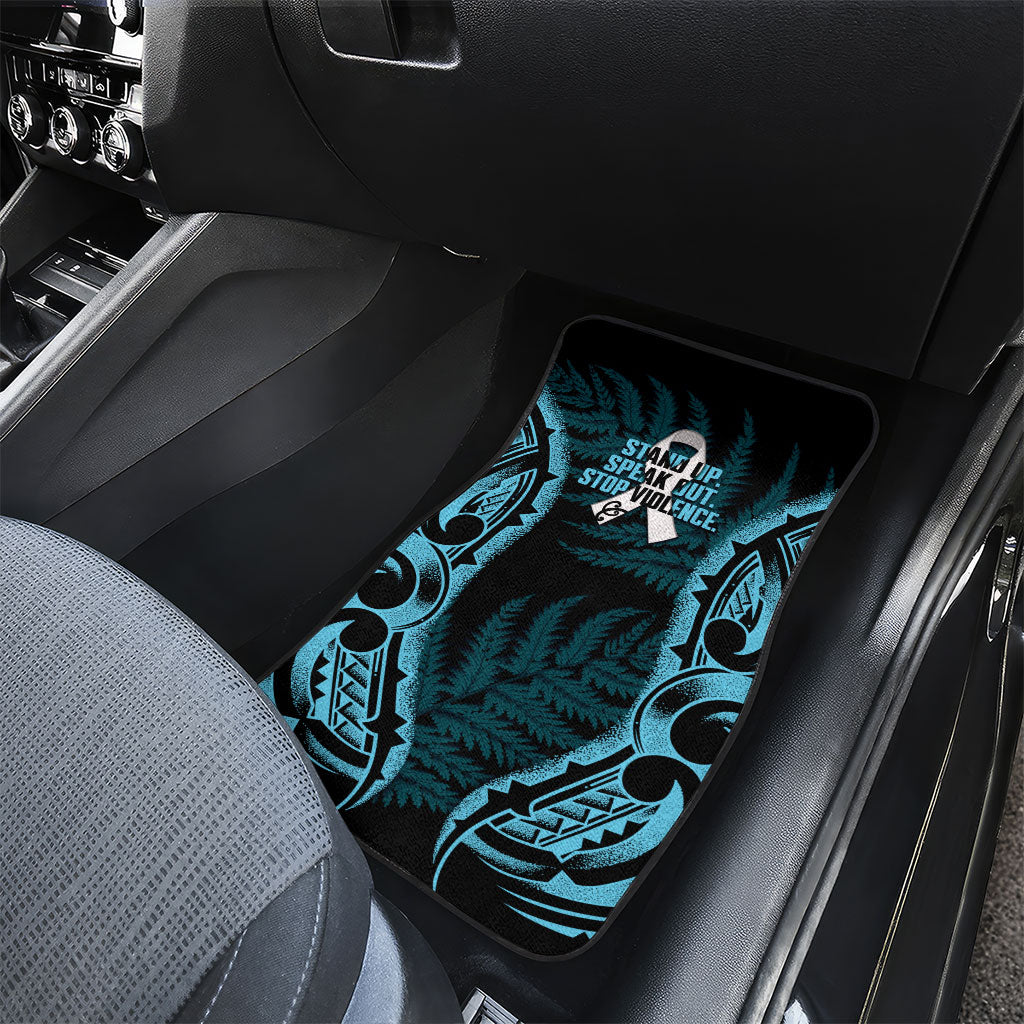 White Ribbon Day New Zealand Car Mats Respect Women Maori Pattern Blue