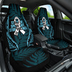 White Ribbon Day New Zealand Car Seat Cover Respect Women Maori Pattern Blue