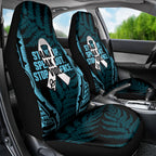 White Ribbon Day New Zealand Car Seat Cover Respect Women Maori Pattern Blue