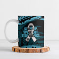 White Ribbon Day New Zealand Ceramic Mug Respect Women Maori Pattern Blue