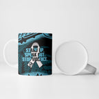 White Ribbon Day New Zealand Ceramic Mug Respect Women Maori Pattern Blue
