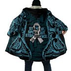 White Ribbon Day New Zealand Cloak Respect Women Maori Pattern Blue