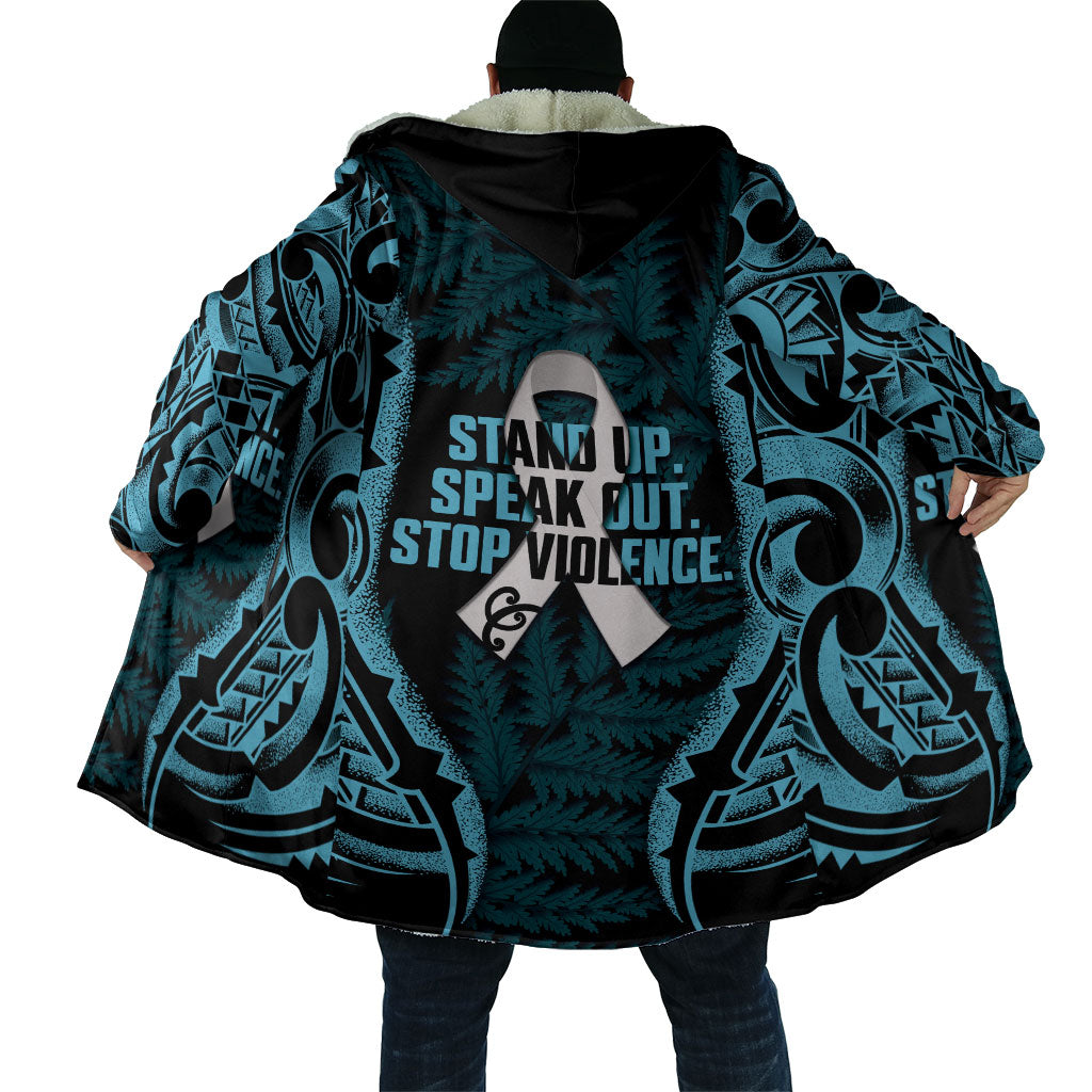 White Ribbon Day New Zealand Cloak Respect Women Maori Pattern Blue