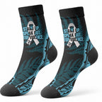 White Ribbon Day New Zealand Crew Socks Respect Women Maori Pattern Blue