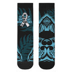 White Ribbon Day New Zealand Crew Socks Respect Women Maori Pattern Blue