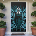 White Ribbon Day New Zealand Door Cover Respect Women Maori Pattern Blue