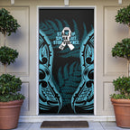White Ribbon Day New Zealand Door Cover Respect Women Maori Pattern Blue