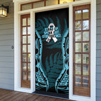 White Ribbon Day New Zealand Door Cover Respect Women Maori Pattern Blue