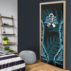 White Ribbon Day New Zealand Door Cover Respect Women Maori Pattern Blue