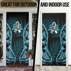 White Ribbon Day New Zealand Door Cover Respect Women Maori Pattern Blue