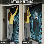 White Ribbon Day New Zealand Door Cover Respect Women Maori Pattern Blue