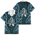 White Ribbon Day New Zealand Family Matching Mermaid Dress and Hawaiian Shirt Respect Women Maori Pattern Blue
