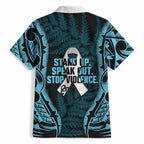 White Ribbon Day New Zealand Hawaiian Shirt Respect Women Maori Pattern Blue