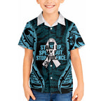 White Ribbon Day New Zealand Hawaiian Shirt Respect Women Maori Pattern Blue