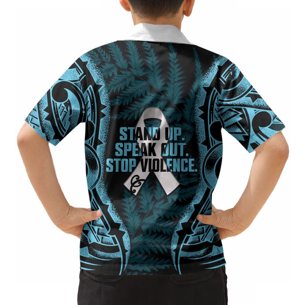 White Ribbon Day New Zealand Hawaiian Shirt Respect Women Maori Pattern Blue
