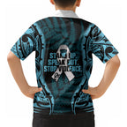 White Ribbon Day New Zealand Hawaiian Shirt Respect Women Maori Pattern Blue