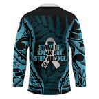 White Ribbon Day New Zealand Hockey Jersey Respect Women Maori Pattern Blue
