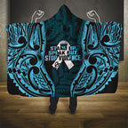 White Ribbon Day New Zealand Hooded Blanket Respect Women Maori Pattern Blue