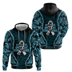 White Ribbon Day New Zealand Hoodie Respect Women Maori Pattern Blue