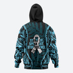 White Ribbon Day New Zealand Hoodie Respect Women Maori Pattern Blue