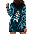 White Ribbon Day New Zealand Hoodie Dress Respect Women Maori Pattern Blue