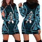 White Ribbon Day New Zealand Hoodie Dress Respect Women Maori Pattern Blue