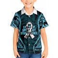 White Ribbon Day New Zealand Kid Hawaiian Shirt Respect Women Maori Pattern Blue