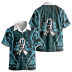 White Ribbon Day New Zealand Kid Hawaiian Shirt Respect Women Maori Pattern Blue