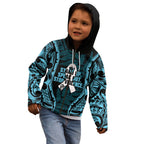 White Ribbon Day New Zealand Kid Hoodie Respect Women Maori Pattern Blue