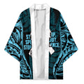 White Ribbon Day New Zealand Kimono Respect Women Maori Pattern Blue