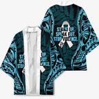 White Ribbon Day New Zealand Kimono Respect Women Maori Pattern Blue