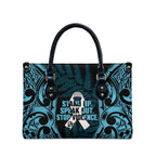 White Ribbon Day New Zealand Leather Bag Respect Women Maori Pattern Blue