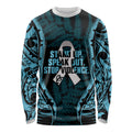 White Ribbon Day New Zealand Long Sleeve Shirt Respect Women Maori Pattern Blue