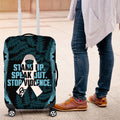 White Ribbon Day New Zealand Luggage Cover Respect Women Maori Pattern Blue
