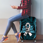 White Ribbon Day New Zealand Luggage Cover Respect Women Maori Pattern Blue