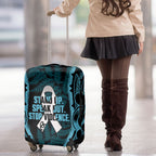 White Ribbon Day New Zealand Luggage Cover Respect Women Maori Pattern Blue