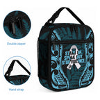 White Ribbon Day New Zealand Lunch Bag Respect Women Maori Pattern Blue