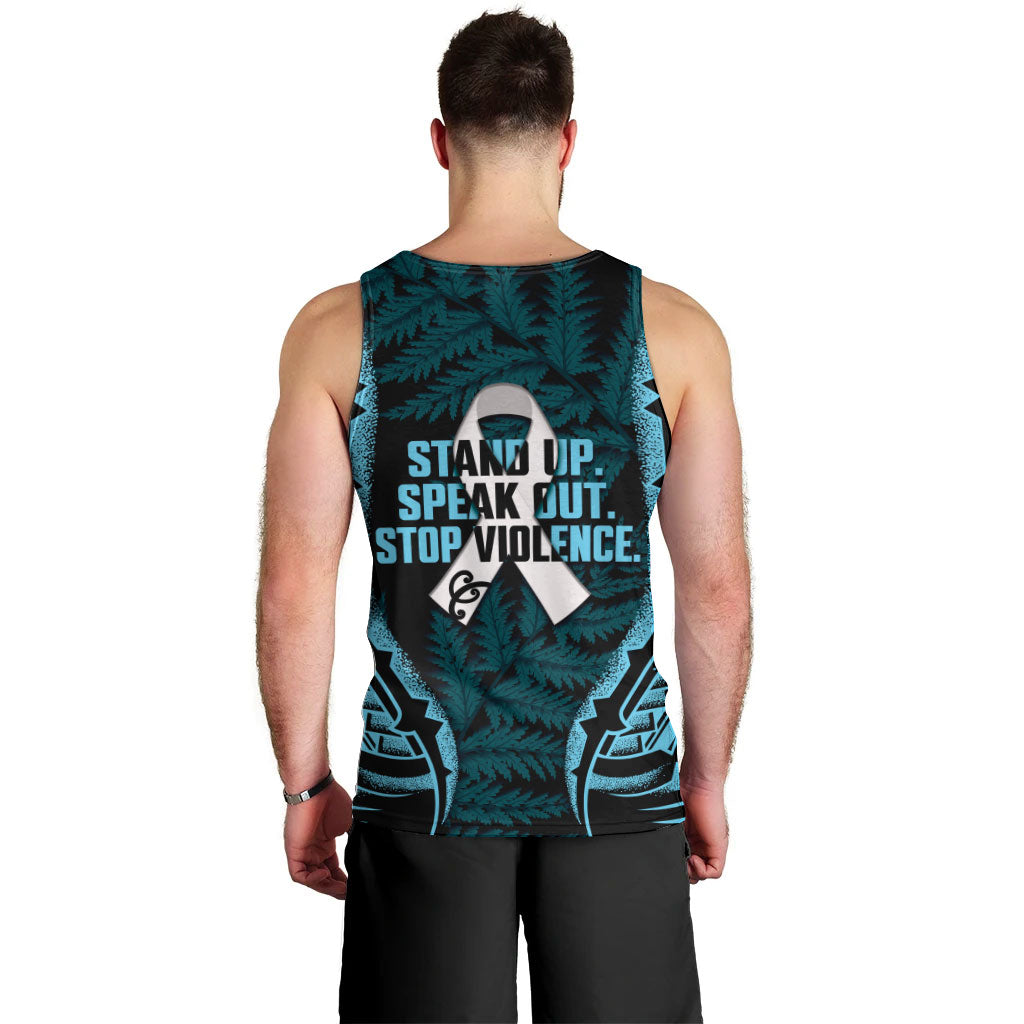 White Ribbon Day New Zealand Men Tank Top Respect Women Maori Pattern Blue