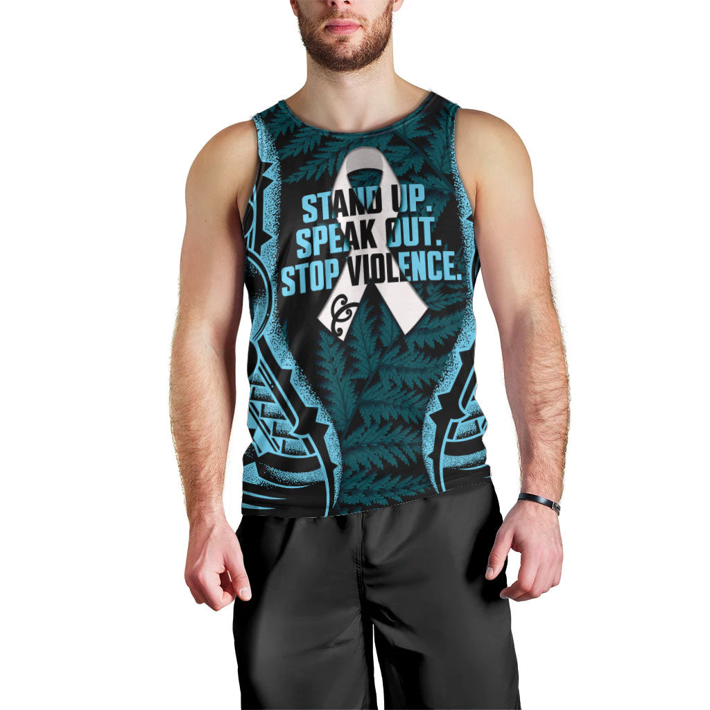 White Ribbon Day New Zealand Men Tank Top Respect Women Maori Pattern Blue