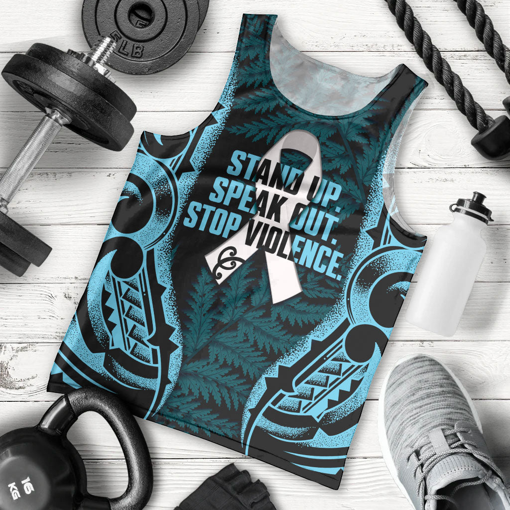 White Ribbon Day New Zealand Men Tank Top Respect Women Maori Pattern Blue