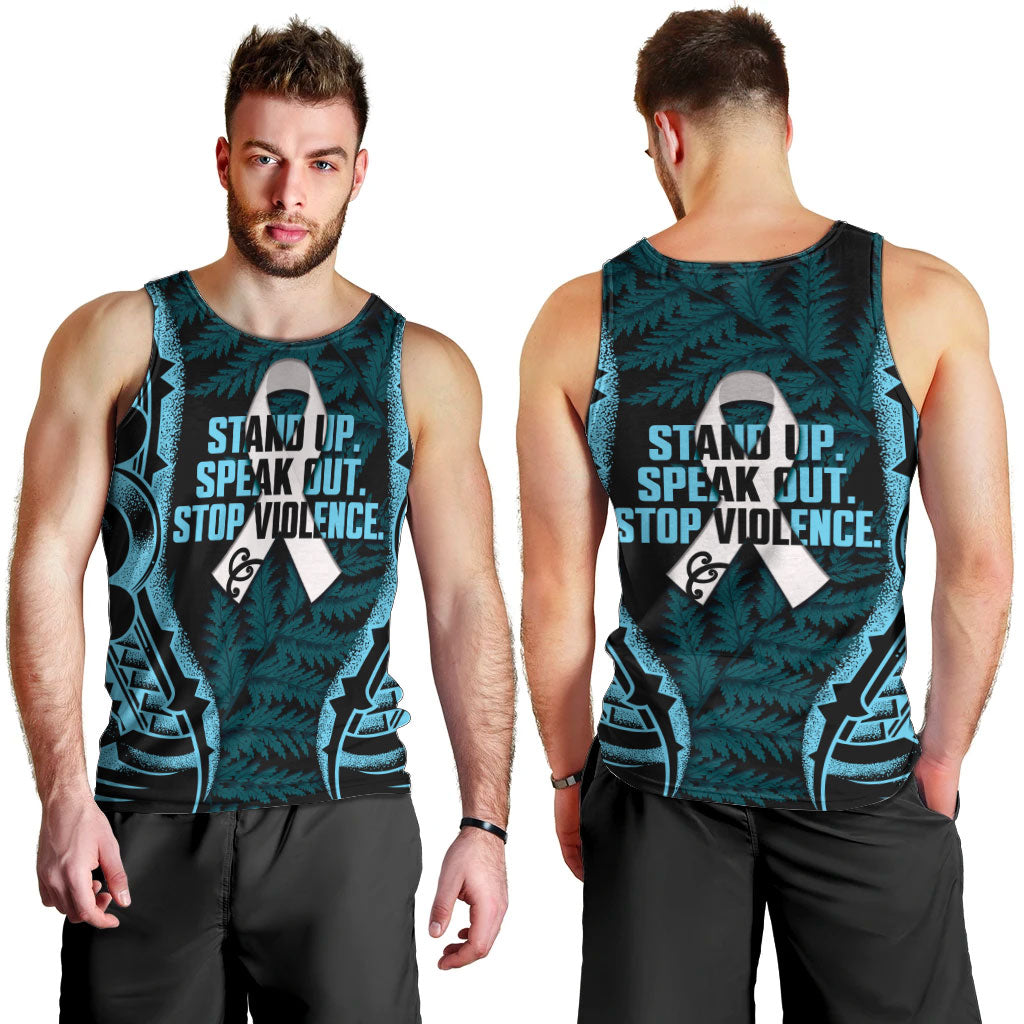 White Ribbon Day New Zealand Men Tank Top Respect Women Maori Pattern Blue