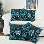 White Ribbon Day New Zealand Pillow Cover Respect Women Maori Pattern Blue