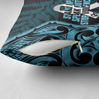 White Ribbon Day New Zealand Pillow Cover Respect Women Maori Pattern Blue