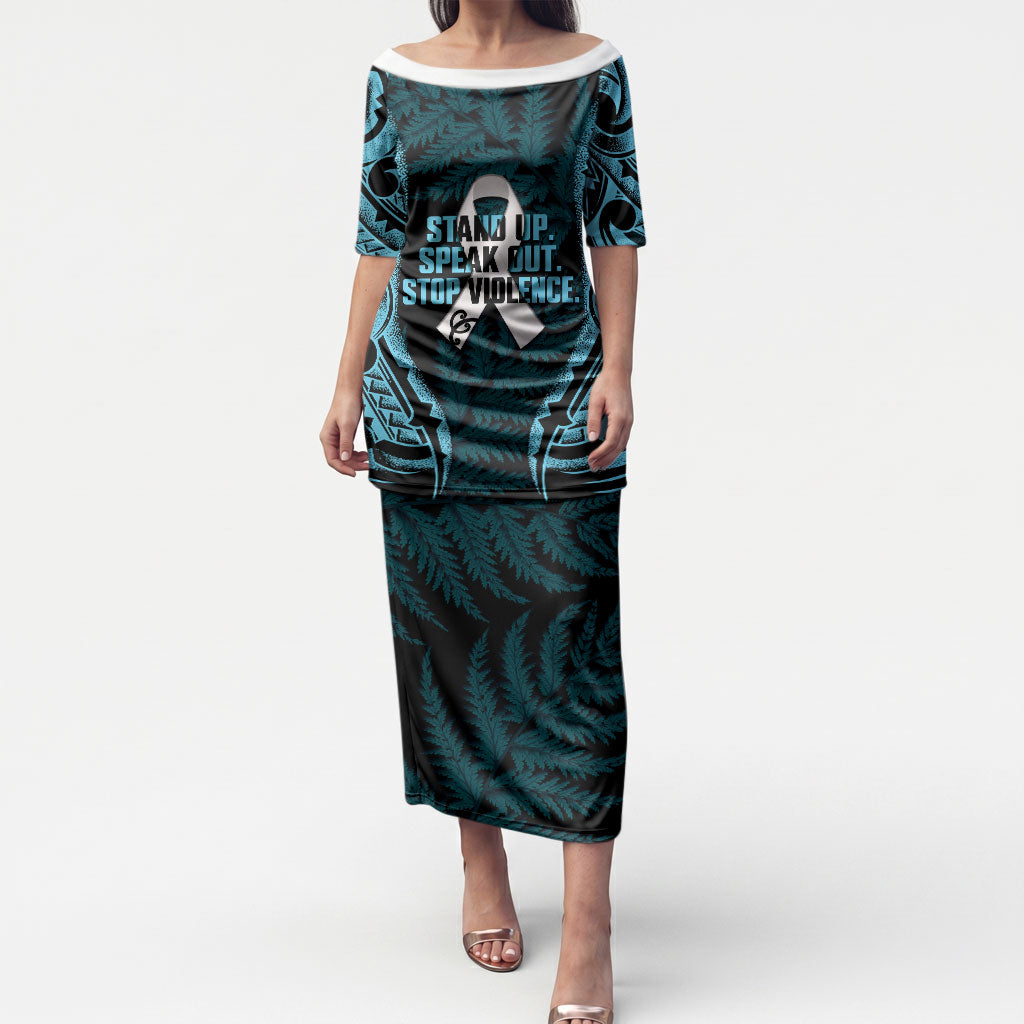 White Ribbon Day New Zealand Puletasi Respect Women Maori Pattern Blue