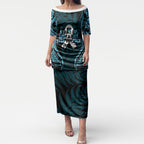 White Ribbon Day New Zealand Puletasi Respect Women Maori Pattern Blue