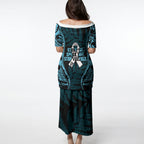 White Ribbon Day New Zealand Puletasi Respect Women Maori Pattern Blue